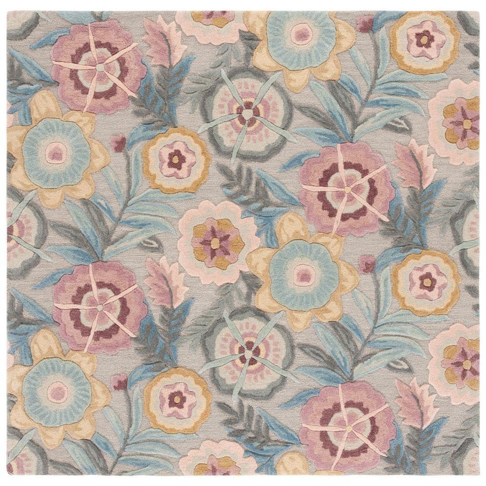 Bellagio 6 ft. x 6 ft. Gray/Pink Oversized Floral Square Area Rug price history on PriceWatchPro
