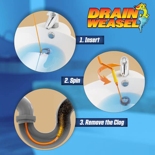 FlexiSnake Drain Weasel Hair Clog Tool 6-Pack Starter Kit for