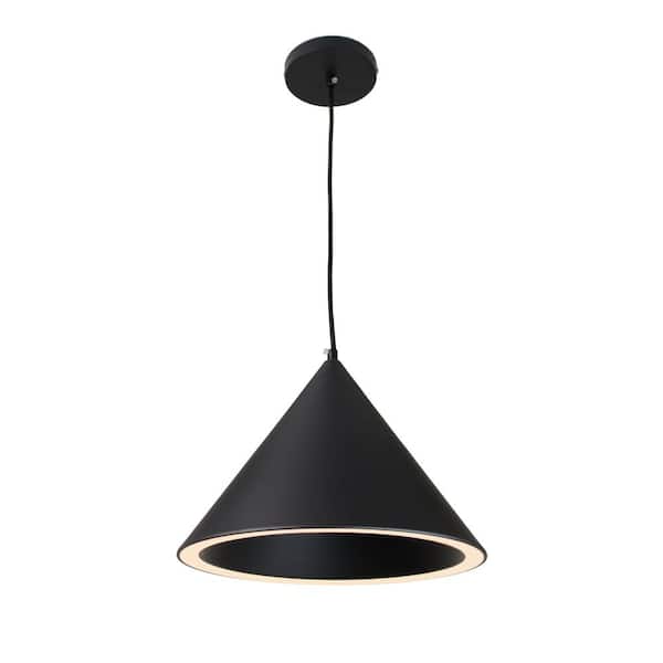 EQLight Itayetzi 12-Watt Integrated LED Black Cone Pendant