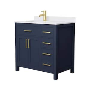 Beckett 36 in. W x 22 in. D x 35 in. H Single Sink Bathroom Vanity in Dark Blue with White Cultured Marble Top
