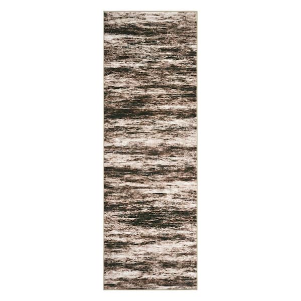 Modern Soft Thin Abstract Printed Carpet Machine for Bedroom Office Dining Room Brown, 2 ft. x 6 ft. Area Rug