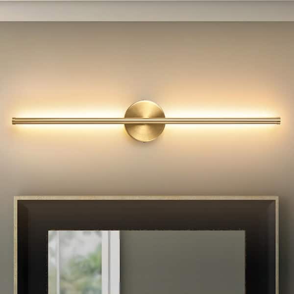 Rennnsan Aidan 27.5 in. 1-Light Gold Linear Dimmable LED Wall Sconce