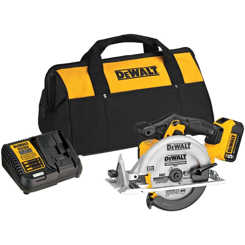 DEWALT 20V MAX Cordless 6-1/2 in. Circular Saw with (1) 20V 5.0Ah Battery,  and Charger DCS391P1 The Home Depot