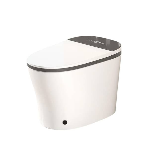 26.5 in. Electric Plug-In Bidet Seat for Round Toilets in White, ADA 1-Piece Toilet Auto Open/Close and Flush