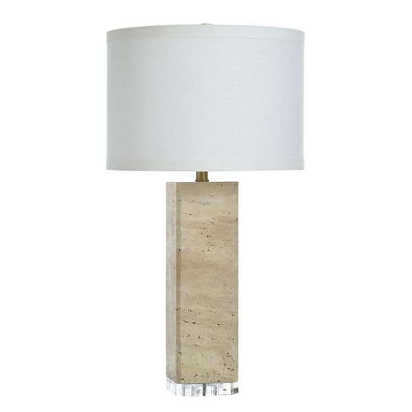 Augustus 30 in. Natural Beige Table Lamp with Brown Linen Shade