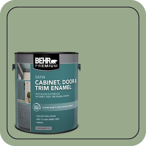 1 gal. #PPU11-05 Pesto Green Satin Enamel Interior/Exterior Cabinet, Door & Trim Paint