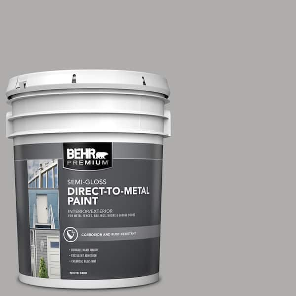 BEHR PREMIUM 5 gal. #N520-3 Flannel Gray Semi-Gloss Direct to Metal Interior/Exterior Paint