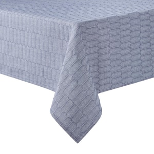 Honeycomb Modern Farmhouse 102 in. W x 60 in. L Blue Cotton Tablecloth