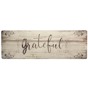 Cozy Living Grateful Floral Grey 17.5 in. x 55 in. Anti Fatigue Kitchen Mat