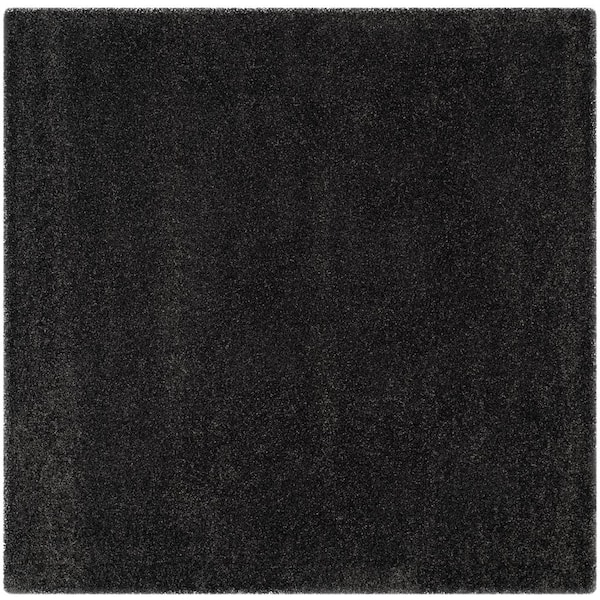 Milan Shag Dark Gray 4 ft. x 4 ft. Solid Flokati Square Area Rug