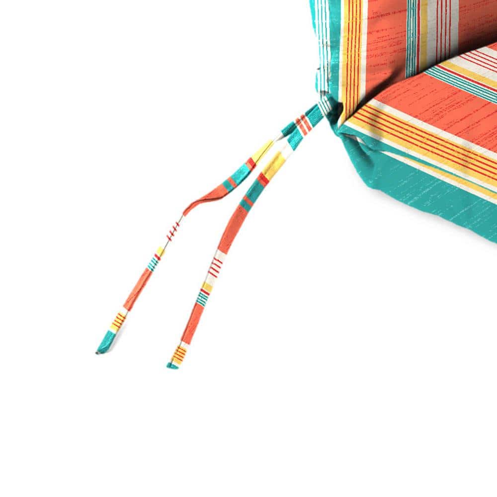 Kodi Cornhusk Multicolor Stripe Outdoor Chair Cushion with Ties