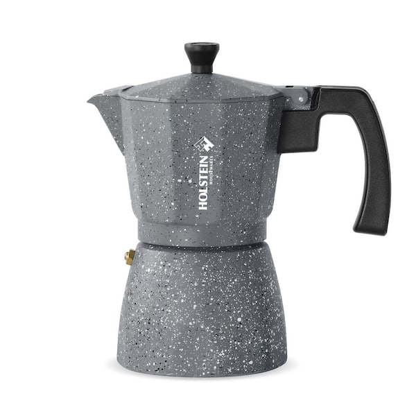 6 Cup Marbled Gray Aluminum Espresso Maker