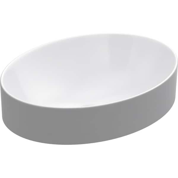 KOHLER Vox Oval Vitreous China Vessel Sink in White with Overflow Drain KOHLER Vox Oval Vitreous China Vessel Sink in White with Overflow Drain