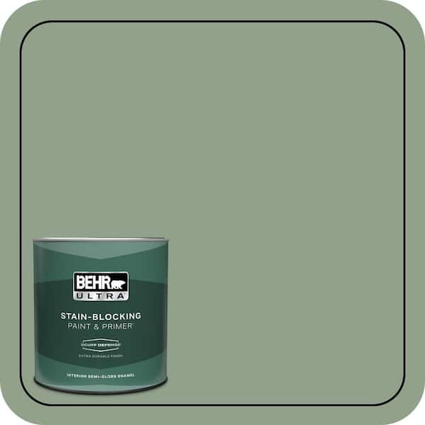 BEHR ULTRA 1 qt. #440F-4 Athenian Green Extra Durable Semi-Gloss Enamel Interior Paint & Primer