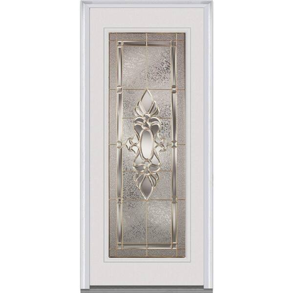 MMI Door 34 in. x 80 in. Heirloom Master Left-Hand Inswing Full Lite Decorative Primed Fiberglass Smooth Prehung Front Door