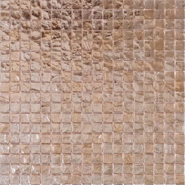 Apollo Tile Skosh 11.6 in. x 11.6 in. Glossy Rose Gold Beige Glass Mosaic Wall and Floor Tile (18.69 sq. ft./case) (20-pack)