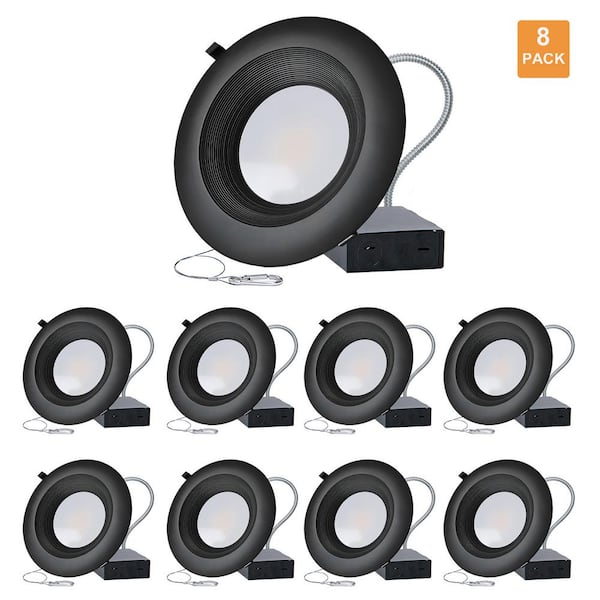 RUN BISON 8-PACK 6 in. 3CCT Selectable Up to 1900LM New Construction or Remodel IC Rated Black Integrated LED Commercial Downlight