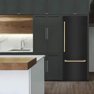 Autograph Edition 30 in. 2-Door Bottom Freezer Refrigerator in Black Stainless Steel & Polished Gold