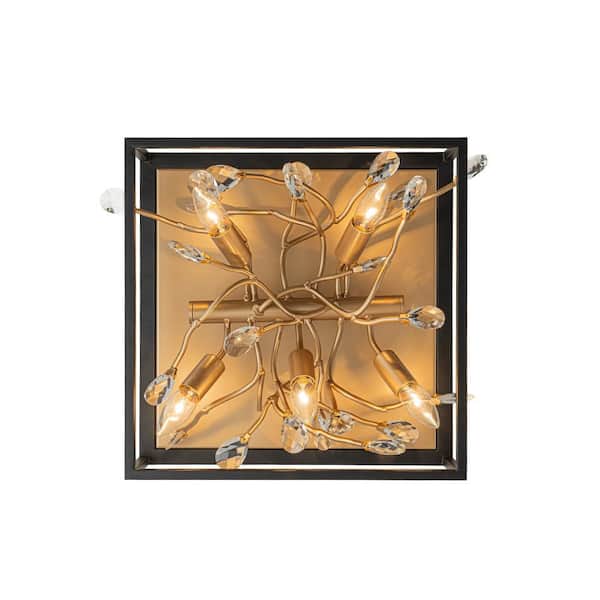 Y'INSP 15.75 In. 5-Light Black and Gold Modern Ceiling Light