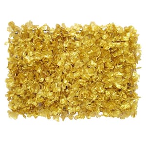 16 in. x 24 in. Gold Artificial Hydrangea Flower Wall Panel Hedge Mat Backdrop Privacy Screen (Set of 4)