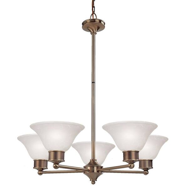 Tulen Lawrence 5-Light Burnished Nickel and Chocolate Incandescent Ceiling Chandelier