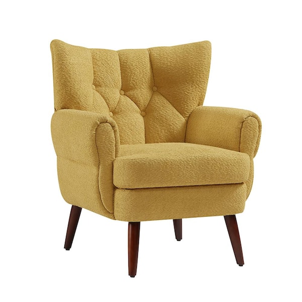 Art Leon Mia 31 in. White/Brown Fabric Arm Chair