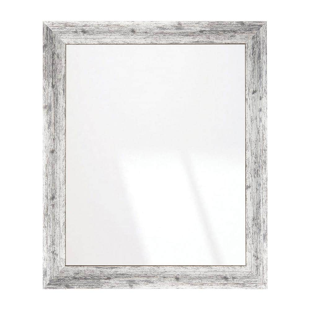 33 in. W x 42 in. H Weathered Timber Inspired Rustic White and Gray Sloped Framed Wall Mirror -  BrandtWorks, 147M3