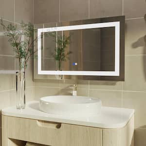 40 in. W x 24 in. H Rectangular Brushed Nickel Framed Anti-Fog LED Wall Mounted Bathroom Vanity Mirror Lighted Mirror