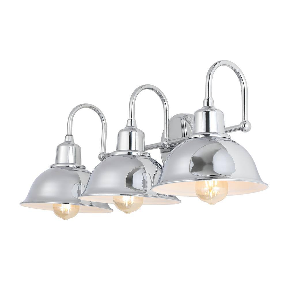 Frisco 26.5" Chrome Polished Metal 3-Light Vanity Fixture