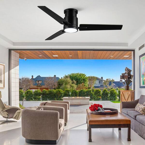 YUHAO Knion 52 in. Integrated LED Indoor Black Ceiling Fan