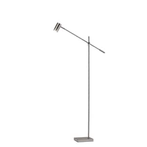 63 in. Silver 1 Light 1-Way (On/Off) Standard Floor Lamp for Liviing Room with Metal Cylin.der Shade