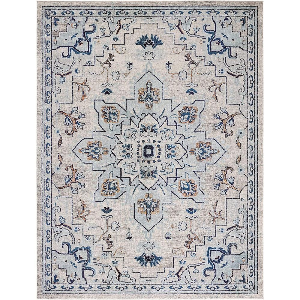 Gray 8 ft. x 10 ft. Oriental Indoor Polypropylene Area Rug