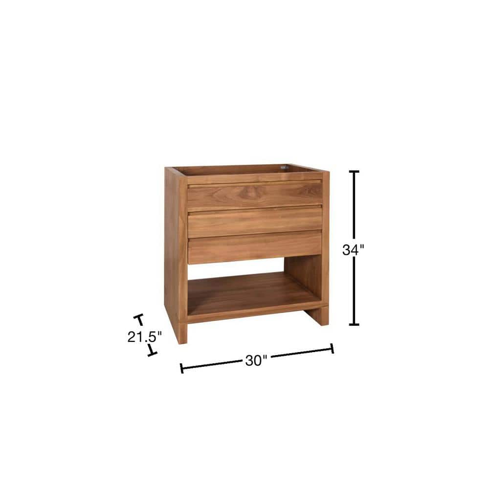 Teak 30'' Free Standing Solid Wood Single Vanity Base