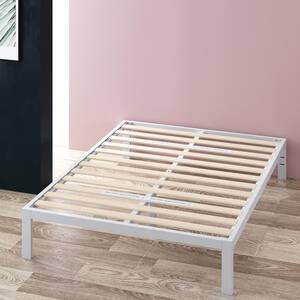 Mia White Queen Metal Platform Bed Frame Without Headboard