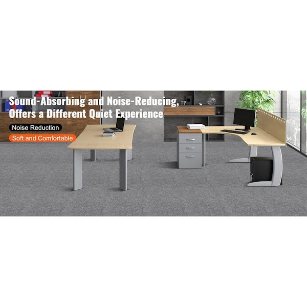 24x24 Self Adhesive Peel and Stick Carpet Tiles, 9 Pack Light Gray Soft Padded Floor Squares