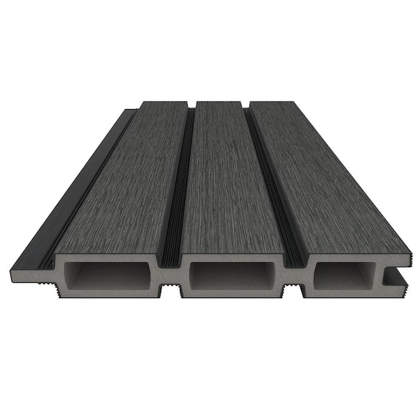 NewTechWood Ultra Easy Fencing 6 ft.Hx6 ft.W Hawaiian Charcoal Wood Plastic Composite Horizontal Fence Panel Section with Gray Frame