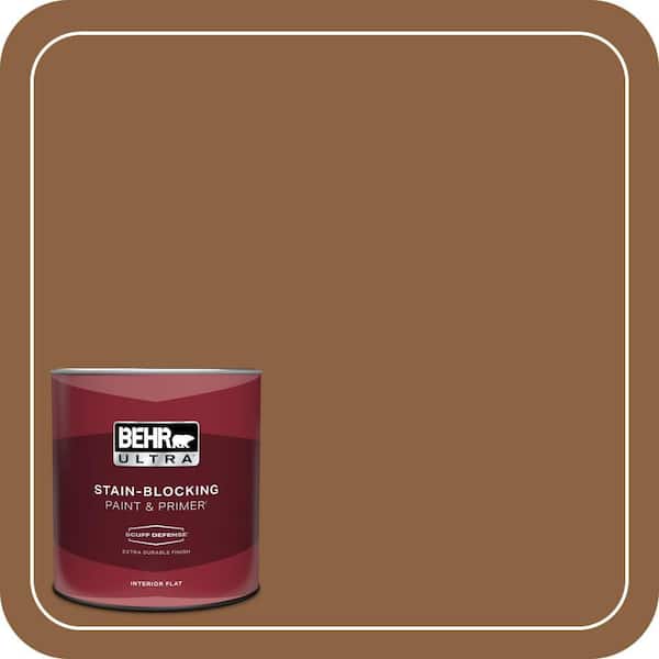 BEHR ULTRA 1 qt. #260F-7 Caramel Latte Extra Durable Flat Interior Paint & Primer