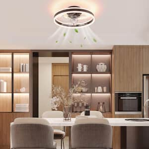 20 in. Brown Modern Round Indoor Simple Creative Integrated LED Ceiling Fan with Remote Control