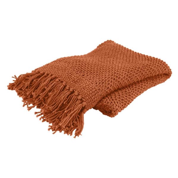 Orange Solid Color Cotton Throw Blanket