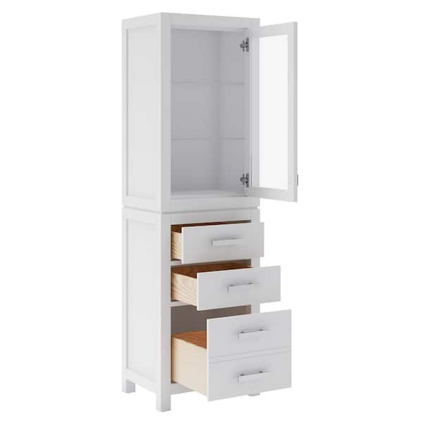 Madison 21 in. x 17 in. D x 72 in. H Free Standing Linen Cabinet in White