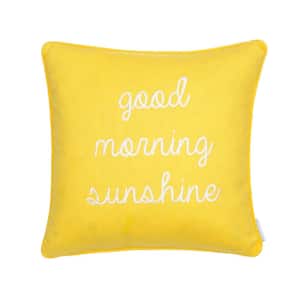 Yellow, White Good Morning Sunshine Word Embroidered 18 in. x 18 in. Throw Pillow