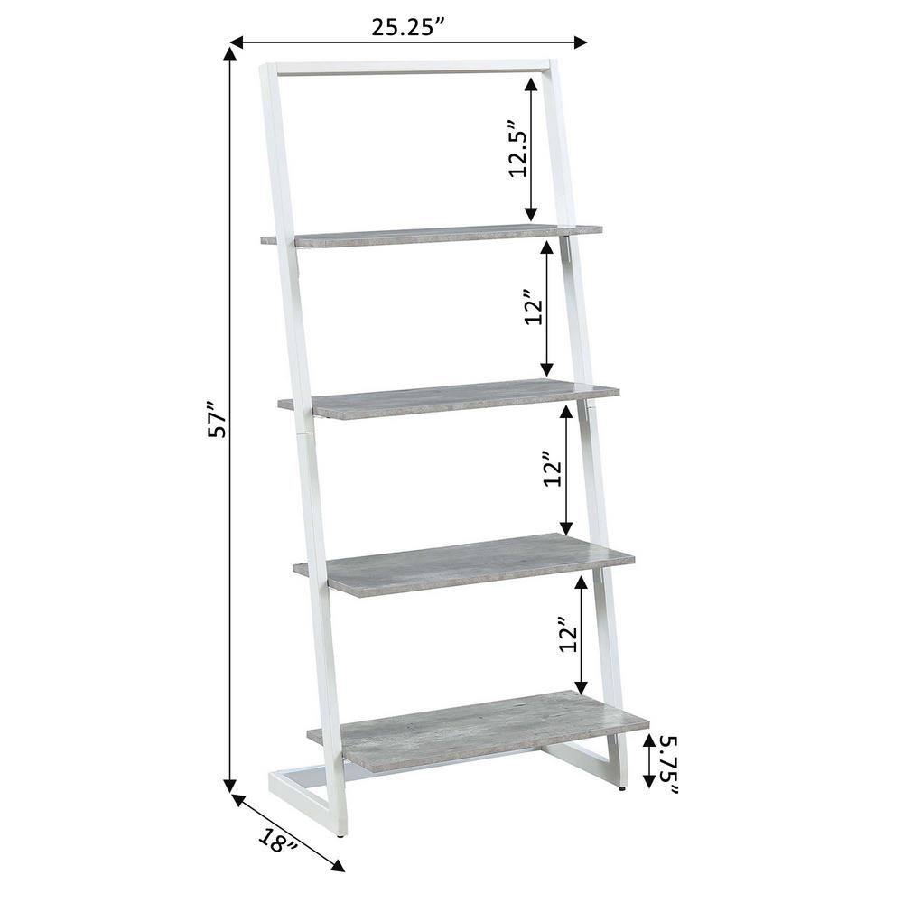 Beige 57" Industrial Ladder Bookcase with Metal Frame