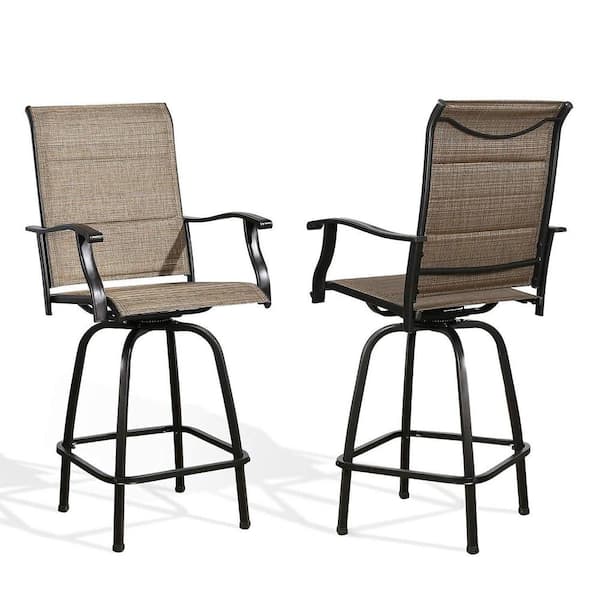 Movisa Swivel Metal Outdoor Bar Stool (Set of 2) Y-MVDO7SV - The Home Depot