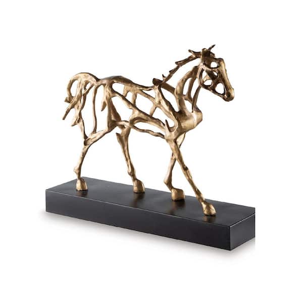 Grainville Gold 16 in. x 14 in. Horse Metal Animals Sculpture