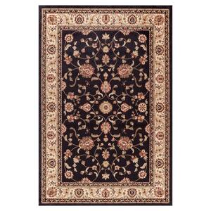 Well Woven Non-Slip Rubber Back (6'6 x 8'8) Area Rug Timeless Oriental  Brown Traditional Classic Sarouk Thin Pile Machine Washable Indoor Outdoor