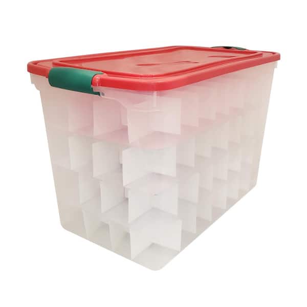 HOMZ Red Lid with Green Storage Handles and Clear Base Plastic 140