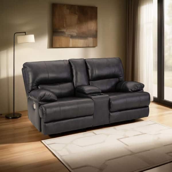 Monto Black Faux Leather Glider Power Recliner Chair with Cup Holders