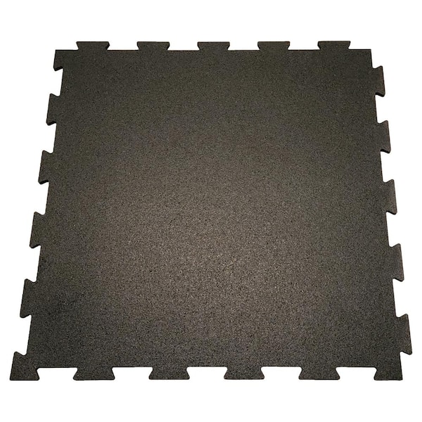RUBBER KING Pro Series Black-01 6 mm 24 in. W x 24 in. L Interlocking Rubber Tile Box of 10 (40 sq. ft.)