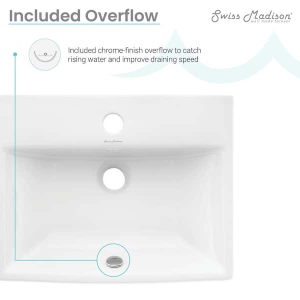 Swiss Madison Sublime Compact Ceramic Wall Hung Sink in White Swiss Madison Sublime Compact Ceramic Wall Hung Sink in White