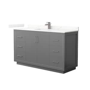 Icon 60 in. W x 22 in. D x 35 in. H Single Bath Vanity in Dark Gray with Giotto Quartz Top